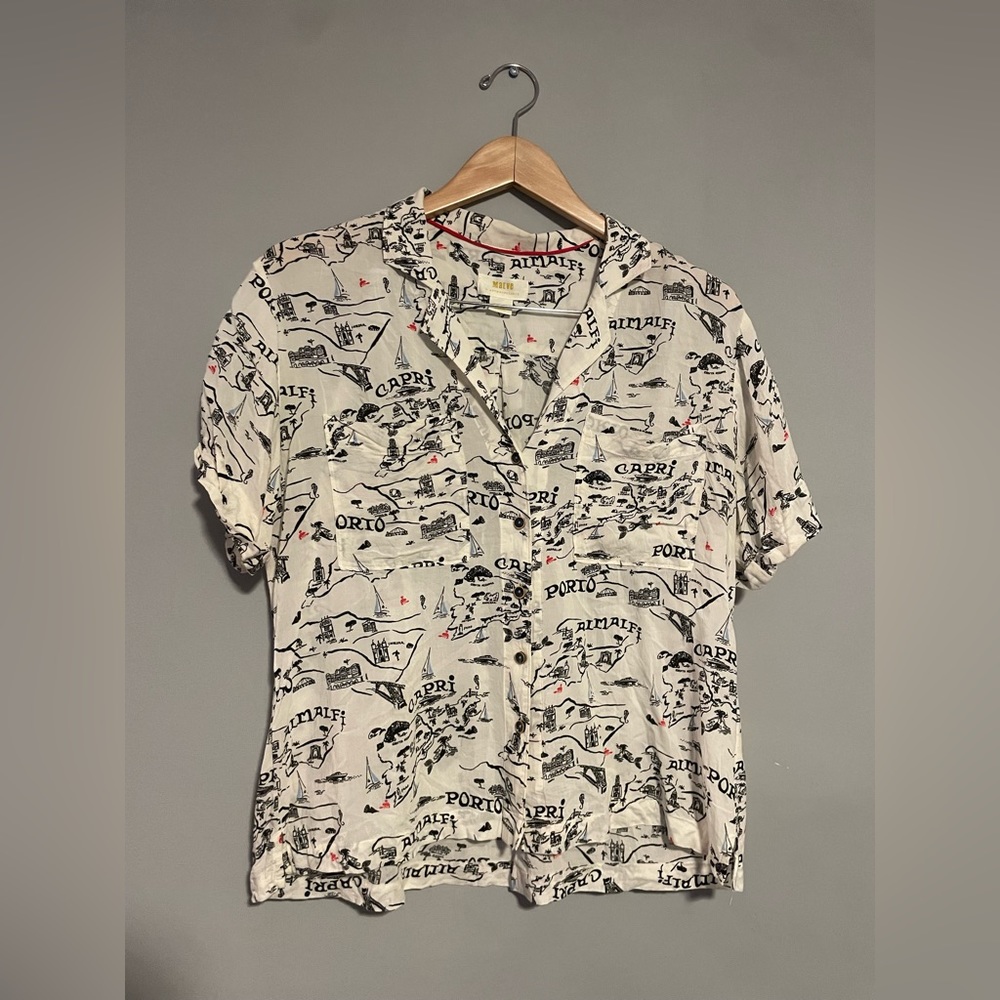 Anthropologie Maeve Bon Boyage Italy button up blouse